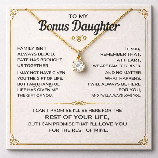 To My Bonus Daughter Necklace with Card & Luxury Box